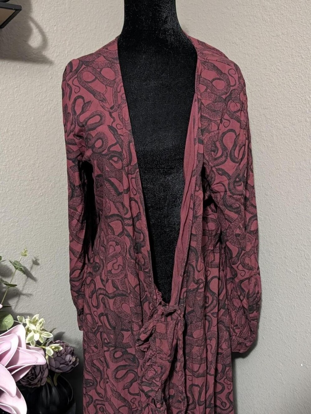 Disturbia Snake Patterned Open-Front Cardigan Or Wrap Dress Size 10